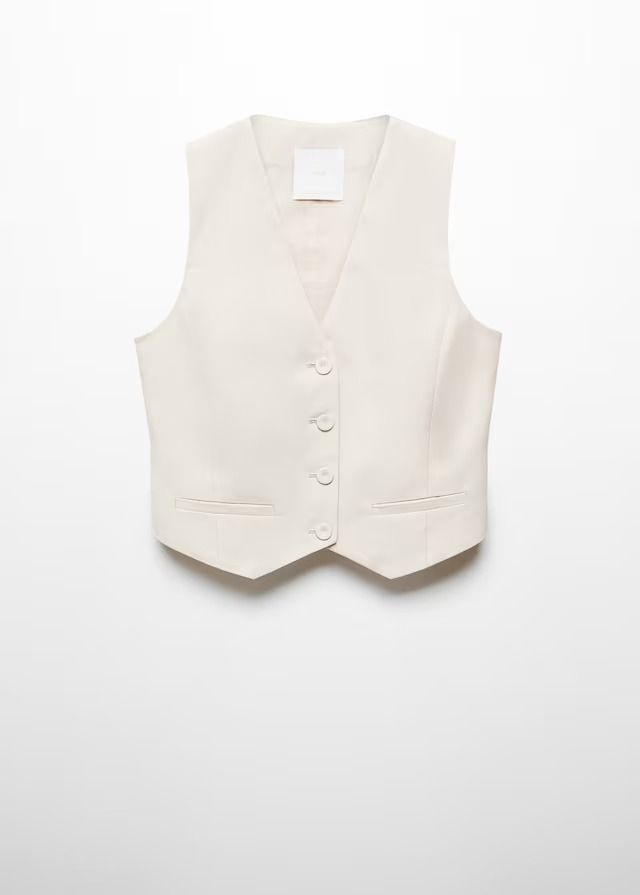 Suit vest with buttons Blazer Suit Women, Pastel Grey, Suit Waistcoat, Mango Outlet, Vest Women, Linen Suit, J G, Suit Style, Total Look