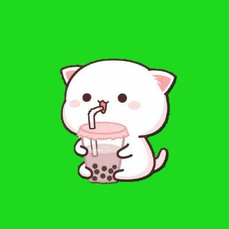 a white cat with a drink in it's hand