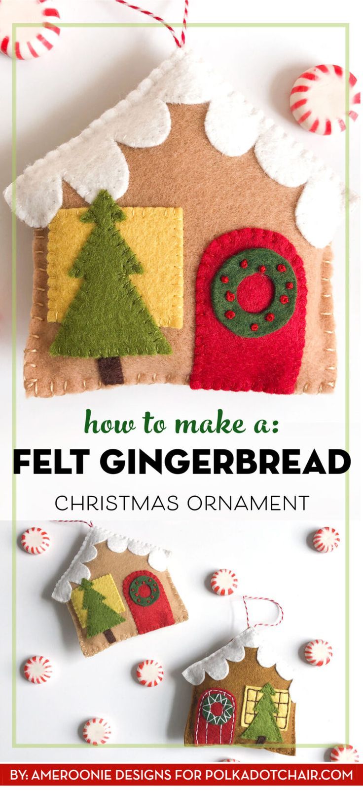 a felt gingerbread christmas ornament with the words how to make a felt gingerbread