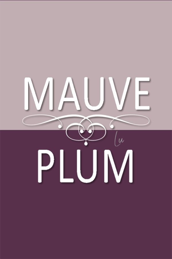 the words mauve and plum are in white letters