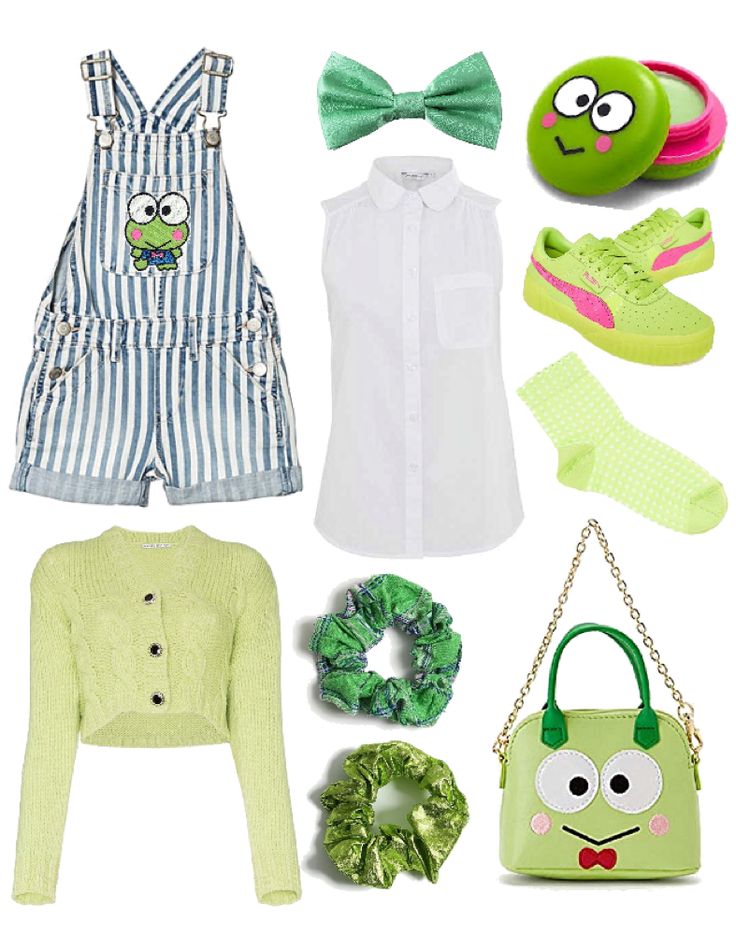 Kerropi Inspired Outfit, Keroppi Outfit, Keroppi Outfit Ideas, Keroppi Inspired Outfit, Keroppi Cosplay, Sanrio Outfits Keroppi, Sanrio Inspired Outfit, Kerropi Sweater, Keroppi Clothing