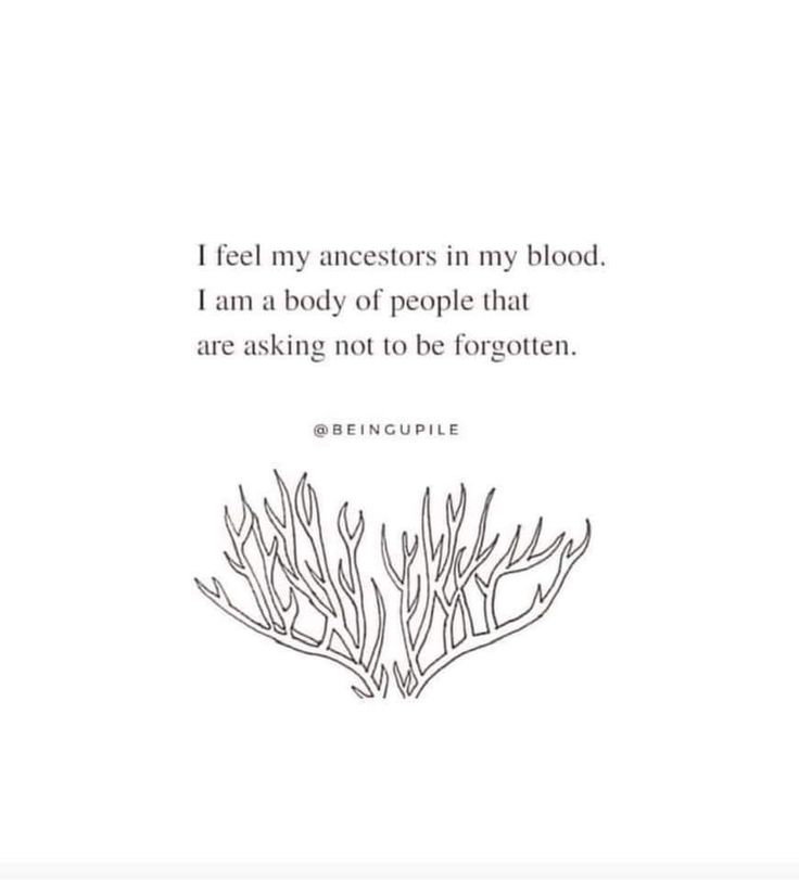 a quote that reads, i feel my anestors in my blood i am a body of people that are asking not to be forgotten