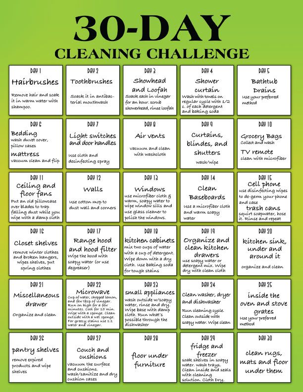 the 30 - day cleaning challenge poster