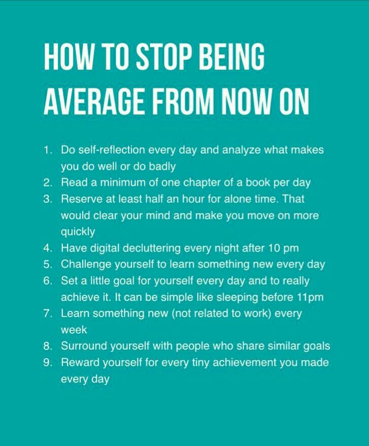 a poster with the words how to stop being average from now on