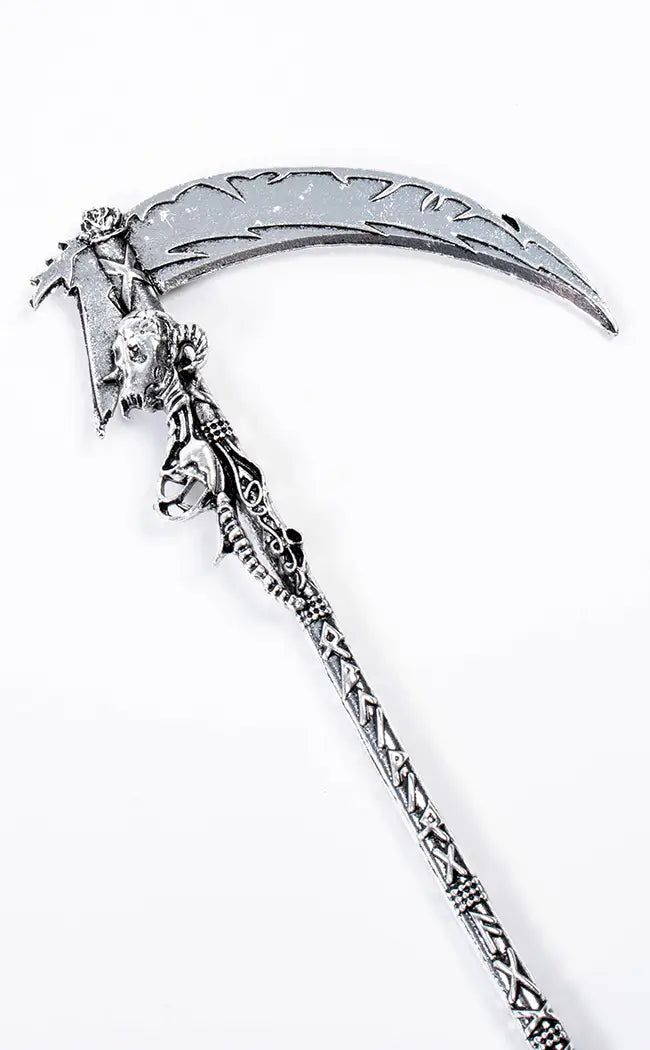 This hair stick is intricately shaped like a scythe and has a half corpse perched on top. Twirl and twist your hair for an effortless updo. Made from sturdy metal alloy. Colour: Silver. Measures 15.5cm long x 6cm wide. Effortless Updo, Soul Hair, Gothic Hairstyles, Animal Fur, Gothic Accessories, Witchy Jewelry, Pierced Jewelry, Hair Stick, Hair Sticks