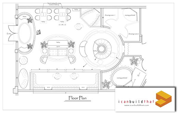 the floor plan for a restaurant with tables and chairs, couches and an outdoor kitchen