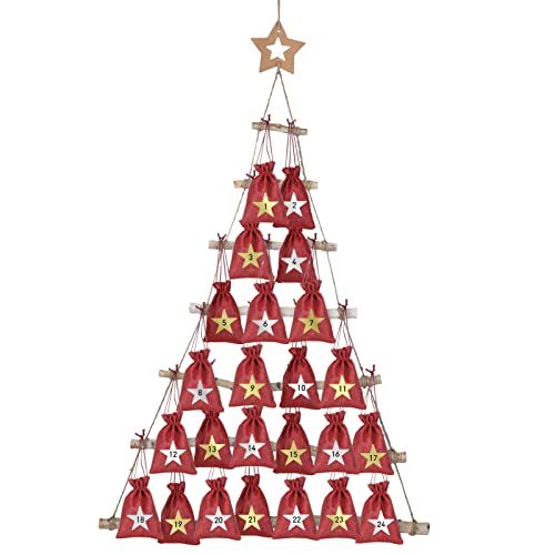 a christmas tree made out of red and gold stars