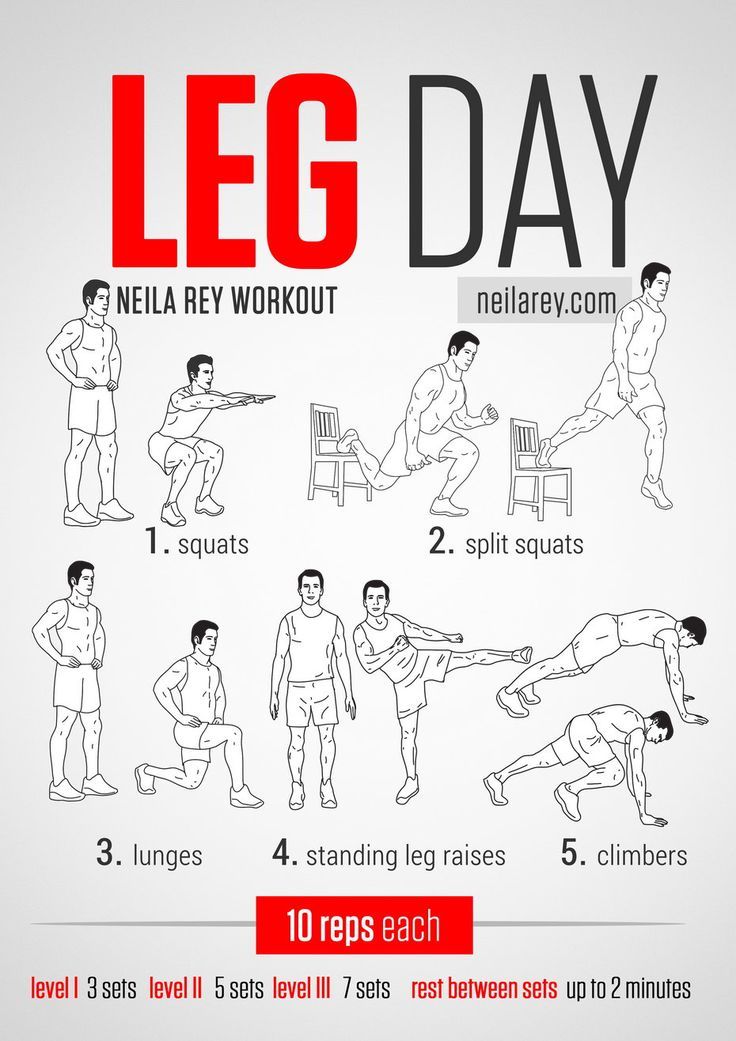 a poster with instructions on how to do leg day