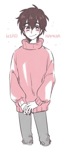 a drawing of a person wearing a pink hoodie