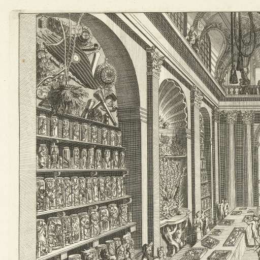 an old drawing of people in a library