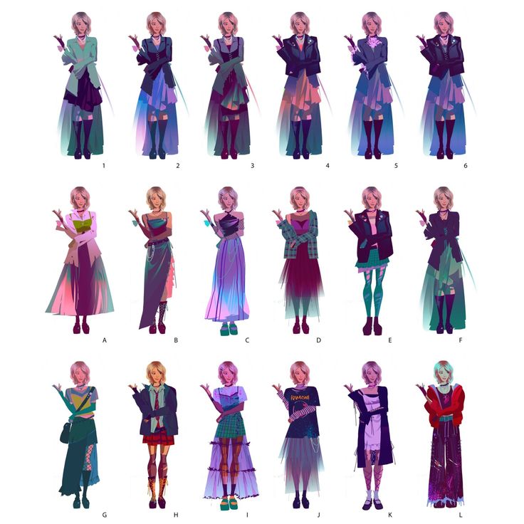 an image of various frozen princesses in different outfits and hair styles for each character