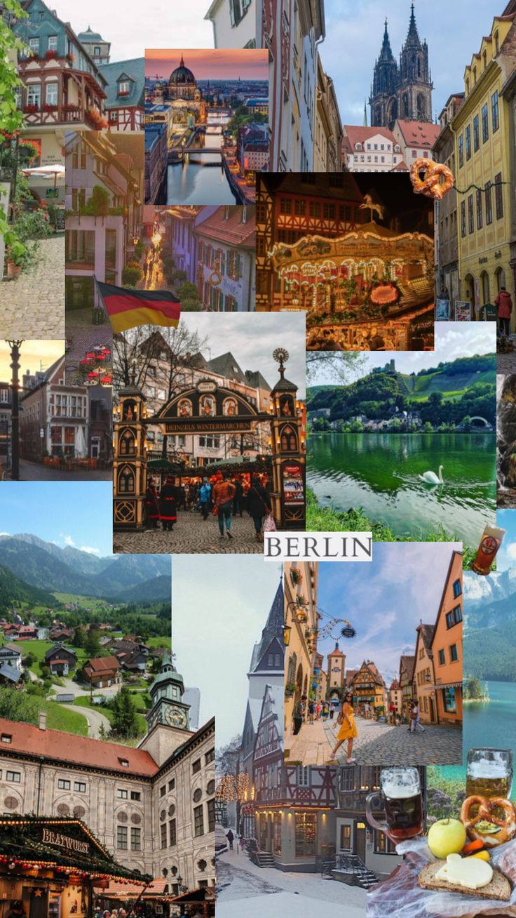 the collage shows many different buildings in germany