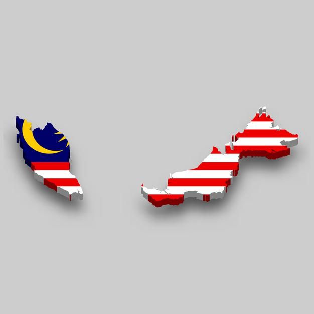 two pieces of paper with the shape of malaysia and malaysia painted in red white and blue