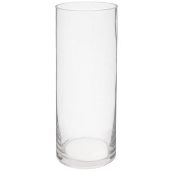 a tall glass vase sitting on top of a white table