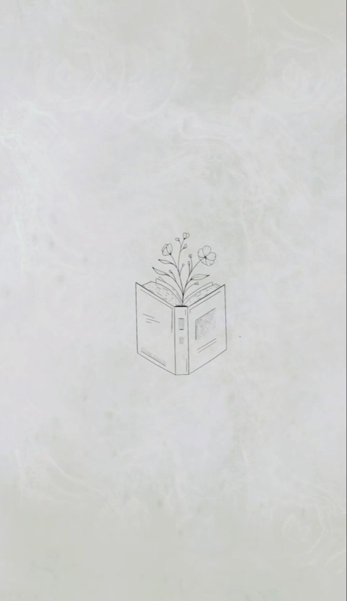 a drawing of an open book with a plant growing out of the top and bottom