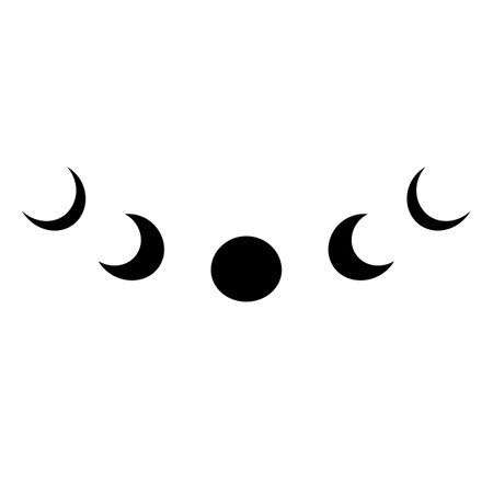 three phases of the moon on a white background