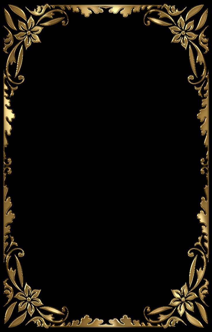 an ornate gold frame with leaves and flowers on a black background, in the shape of a square