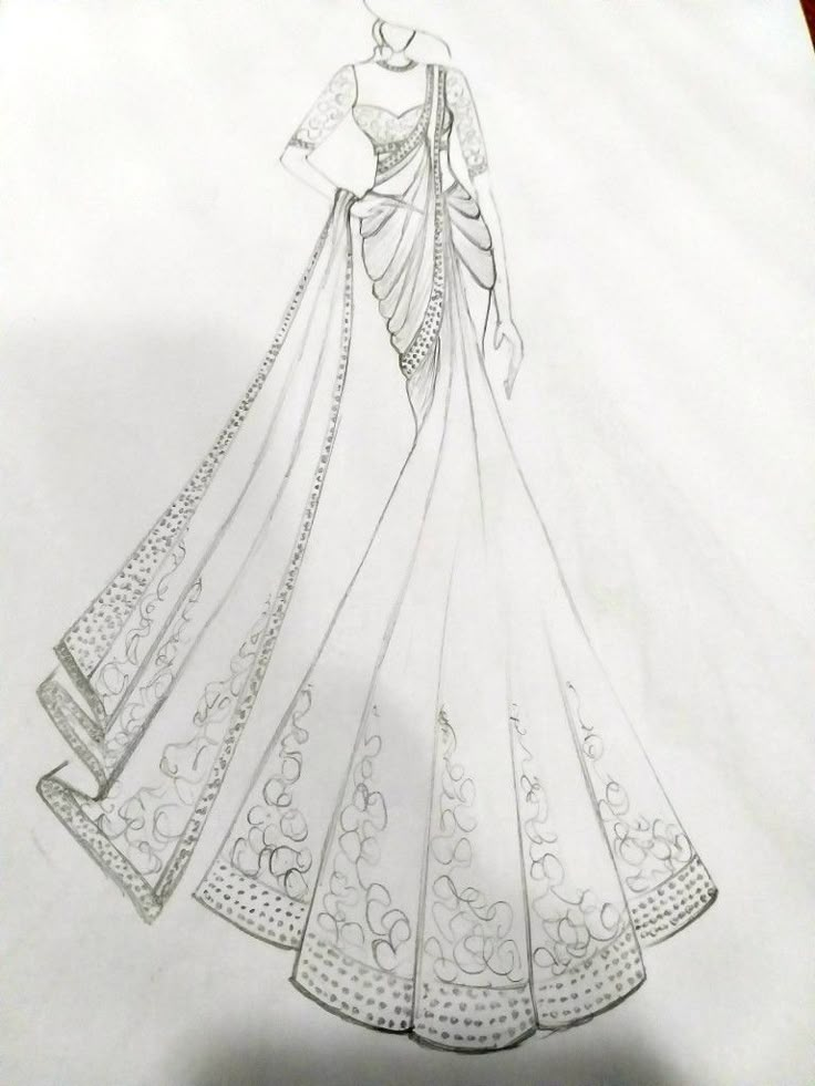 a drawing of a dress on paper