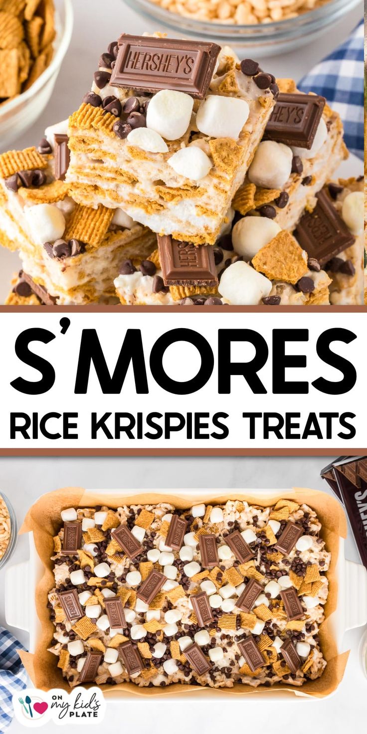 s'mores rice krispies treats with text overlay