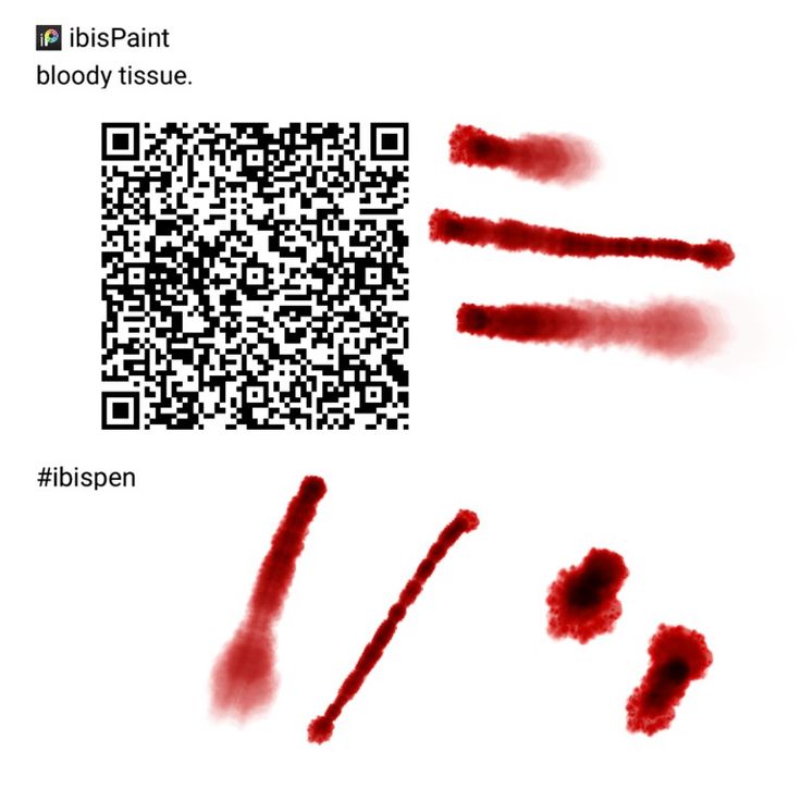 the blood stains are red and black on white paper with qr - code in it