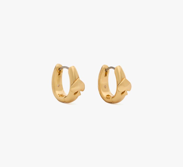 Our iconic spade logo is reimagined as a chic pair of huggies. | Kate Spade So Spade Huggies, Gold Kate Spade Gold Earrings For Anniversary, Kate Spade Huggie Earrings, Elegant Kate Spade Metal Jewelry, Kate Spade Gold Dangle Jewelry, Elegant Kate Spade Shoulder Bag With Gold-tone Hardware, Accessories Jewelry Earrings, Women Accessories Jewelry, Women's Accessories, Kate Spade