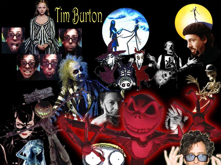 a collage of the faces of tim burton