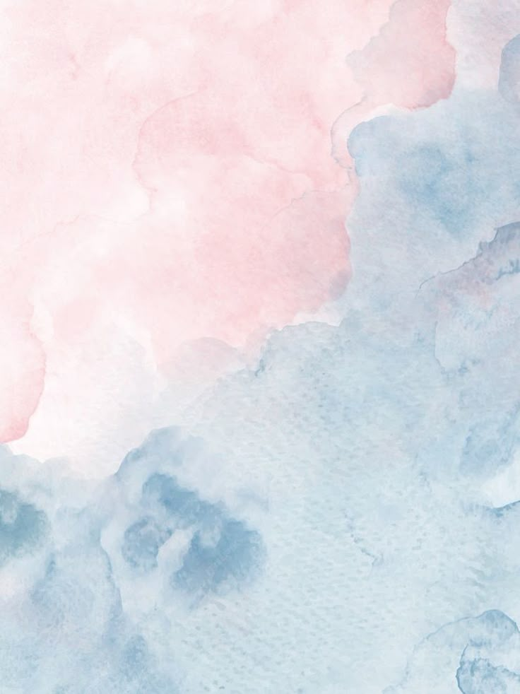 an abstract watercolor background with blue and pink clouds in the sky on a soft pastel color palette