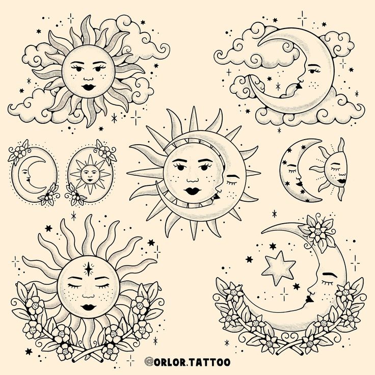 sun, moon and stars tattoo designs