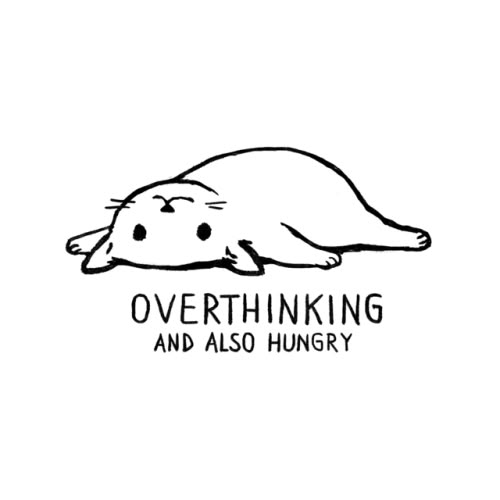 an overthinking and also hungry seal is shown in black on a white background