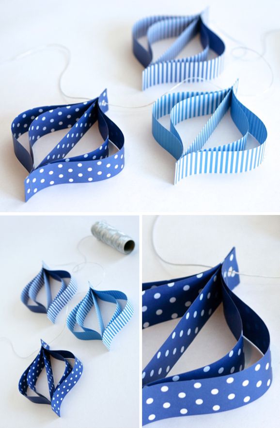 four different pictures of blue and white ribbons