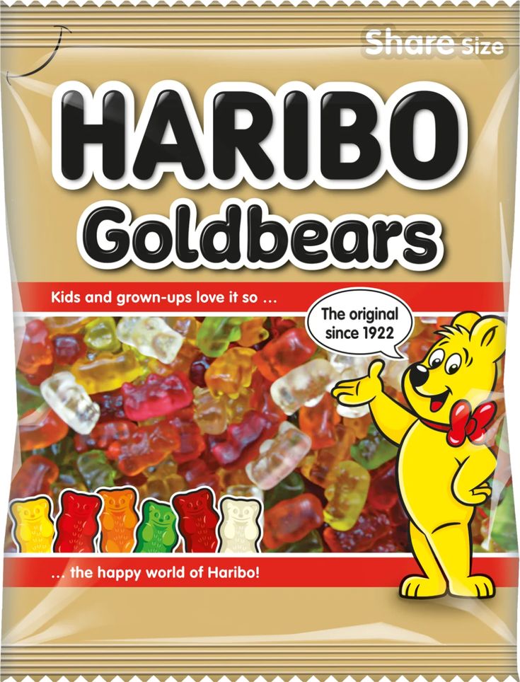 a bag of gummy bears with the word harbo goldbears on it