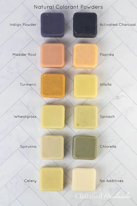 the different colors of soaps are shown in this image and labeled with their names