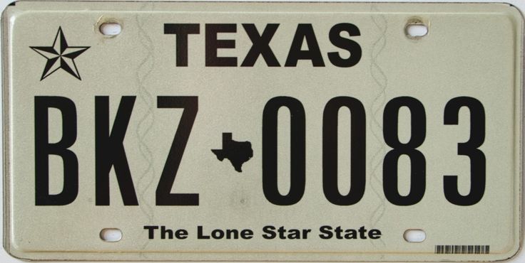 texas license plate with the lone star state written in black and white on an off - white background