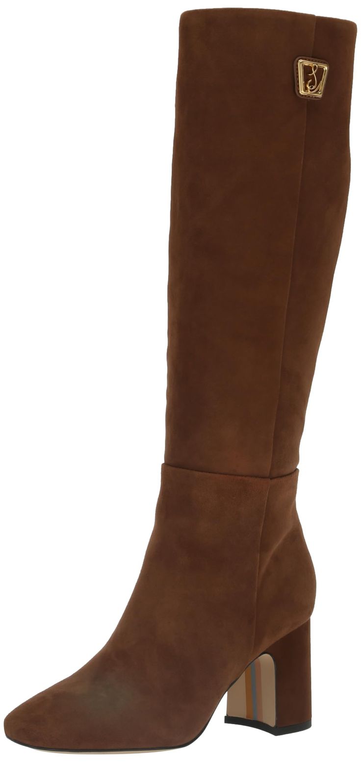 PRICES MAY VARY. Sam Edelman Faren Take your style the extra mile with our Faren boot. With a walkable stacked heel, these sky-high wonders are an everyday go-to. Soft and stylish cozy shearing upper. Comfortable design details and chic styling. For a timeless look that never gets old. A classic silhouette that fits seamlessly into any wardrobe. Brown Midcalf Boots, Tall Brown Boots Outfit, Boots With Skirt, Brown Boots Outfit, Brown High Boots, Tory Burch Boots, Old A, Brown Knee High Boots, Brown Boots Women