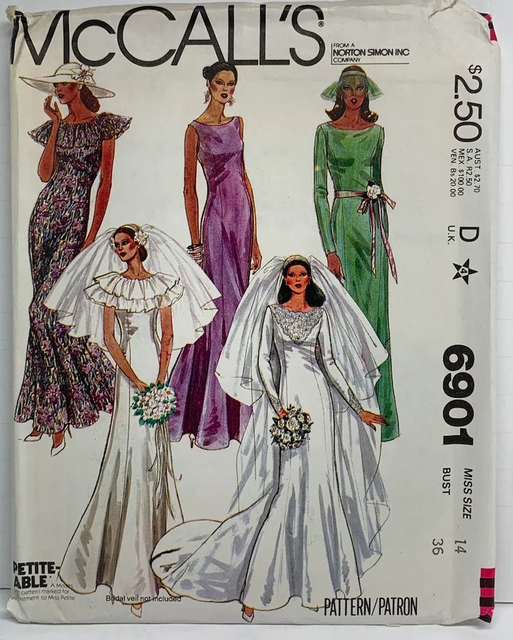 Vintage 70s Bridal Dress Wedding Gown and Bridesmaids Dress - Etsy Wedding Gown Patterns, Bridal Sewing Patterns, Mccalls Dress, Wedding Dress Sewing Patterns, Mccalls Patterns Dress, Simple Bridesmaid Dresses, Wedding Dress Patterns, Gown Pattern, Motif Vintage