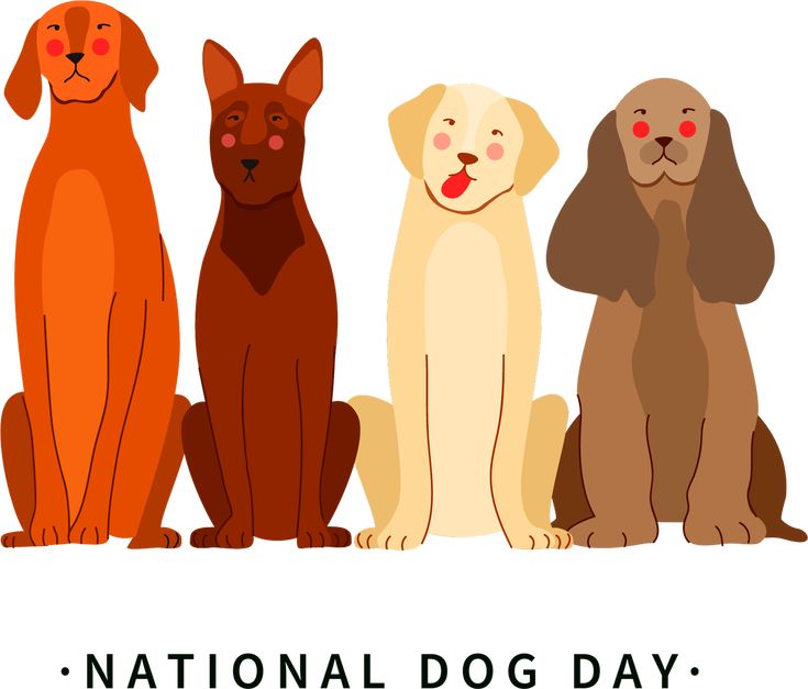 three dogs sitting next to each other with the words national dog day written below them