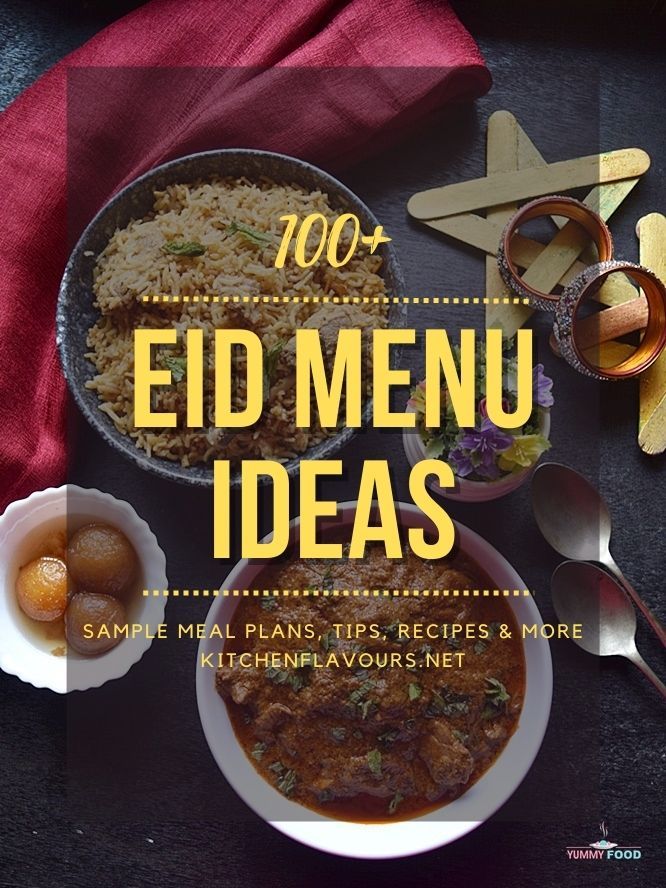 an image of a plate of food with the words'100 + eid menu ideas '