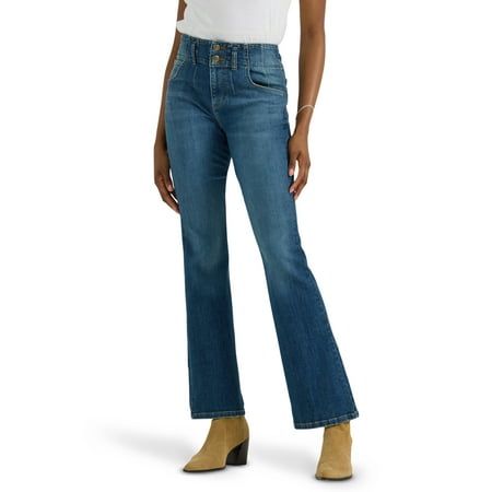 Your wardrobe just keeps getting better with the Lee Womens Heritage Bootcut Jeans. These high-rise jeans come with a double waistband for a unique take on your go-to denim. Made from a soft cotton blend with a flared silhouette and comfort-stretch material, these jeans look good and feel even better. Size: 12.  Color: Blue.  Gender: female.  Age Group: adult. Lee Jeans Women, Walmart Jeans, High Rise Bootcut Jeans, Womens Jeans Bootcut, Jeans Look, Bootcut Jean, Getting Better, Lee Jeans, Women Trends