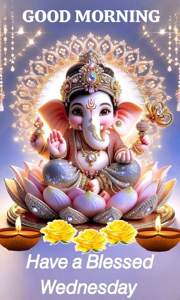 an image of lord ganesha on the occasion of good morning, have a blessing wednesday