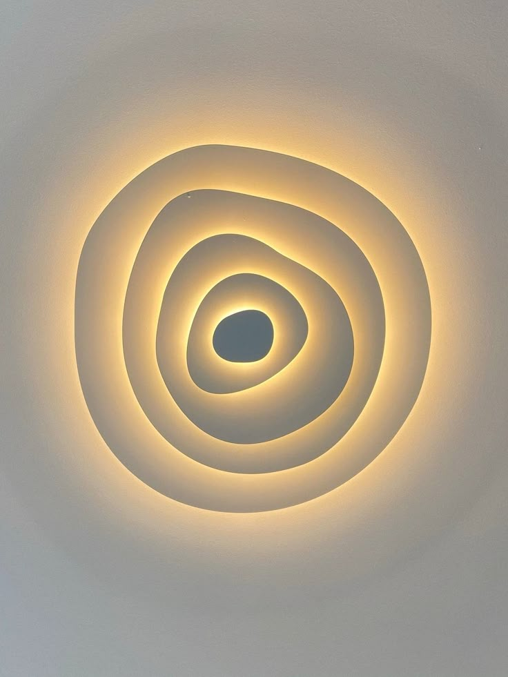 a circular light fixture is shown in the ceiling