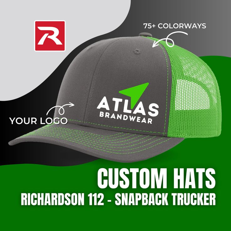 "Custom Logo Richardson 112 Hats | Custom Embroidered Logo | Custom Design | Custom Hats Your custom logo on our hats. These hats are the popular, stylish, and comfortable Richardson 112 mesh-back trucker hats. Available in many different color options. PROCESS: 1. Choose quantity and color.  Larger quantities = lower price per hat. If you need a specific quantity other than listed, please contact us. 2. Logo: We do not charge additional fee/ setup charge for logo digitizing. The price for getti Hats Design, Custom Trucker Hats, Personalized Hats, Different Hats, One Logo, Twin Falls, Embroidered Hats, Custom Hats, Logo Color