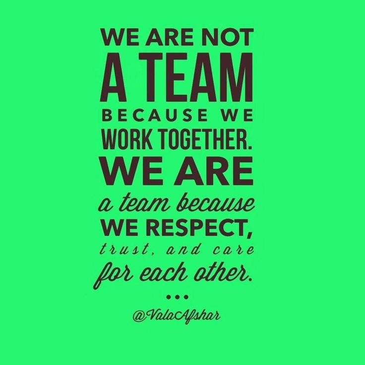 a green and black poster with the words, we are not a team because we work together