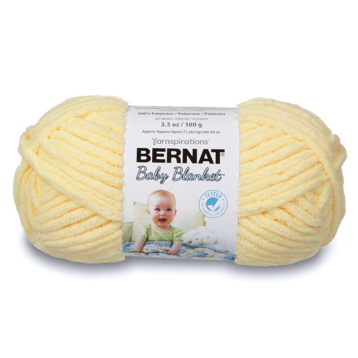 bernat baby blanket yarn ball in light yellow, 3 - ply 100g