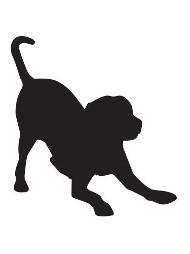 a black and white silhouette of a dog