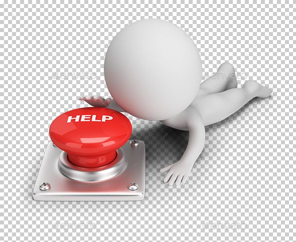 a white person laying on top of a red button with the word help written on it