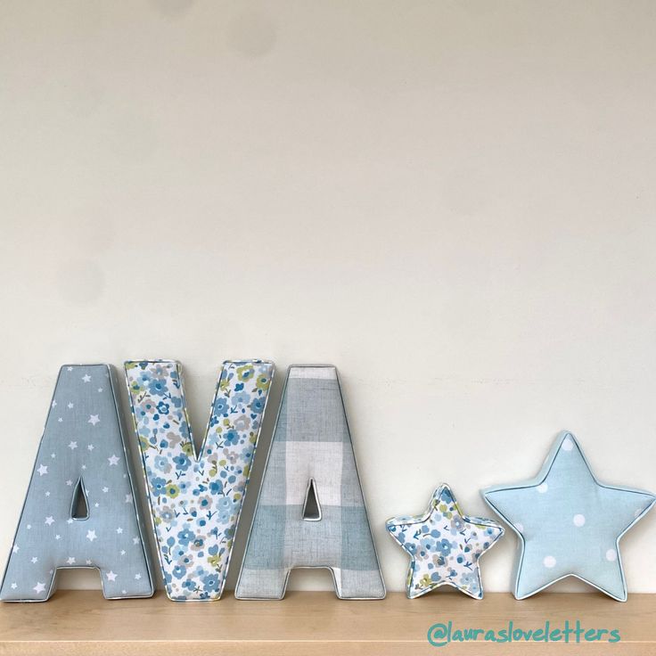 the word ava spelled with blue and white stars