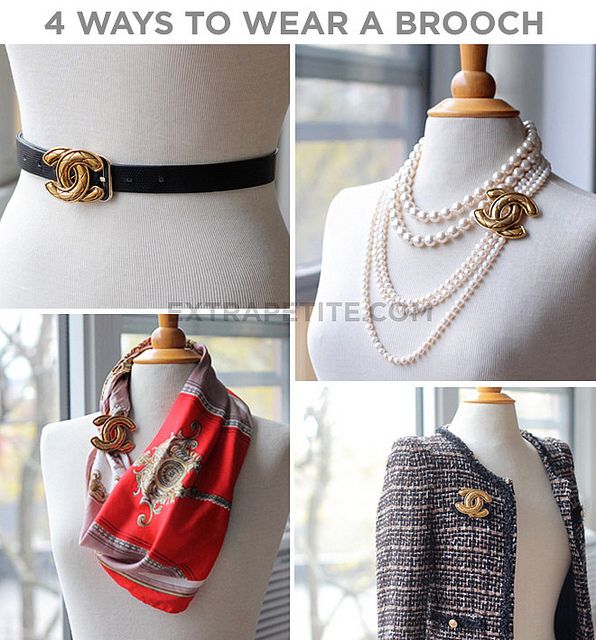 Chanel - 4 Ways to Wear a Brooch Wear A Brooch, Chanel Pins, Chanel Brooch, Extra Petite, Ikat Pinggang, Paris Shopping, Fashion Sites, Mode Casual, Chanel Jewelry