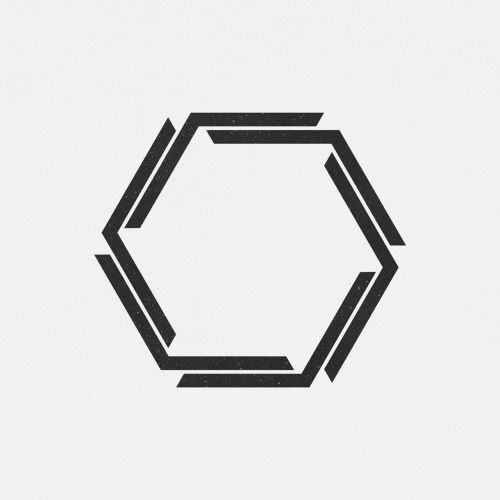 the hexagonal shape is drawn in black and white