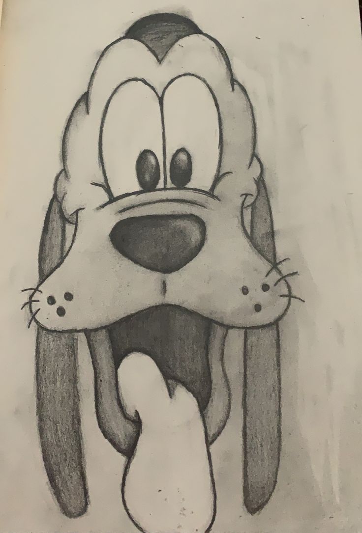 a drawing of a dog with its mouth open