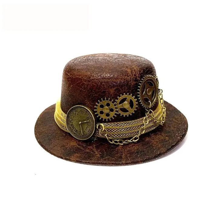 Gears Victorian Steampunk Mini Top Hat Headband  -  GeraldBlack.com Leather Headband, Victorian Hats, Steampunk Hat, Hat Headband, Steampunk Victorian, Style Steampunk, Hat Stores, Leather Headbands, Mini Top Hat